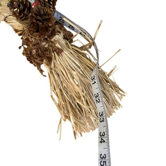 Vintage Wall Hanging Santa with Raffia and Burlap Braided Beard Holiday Decor - Picture 12 of 12